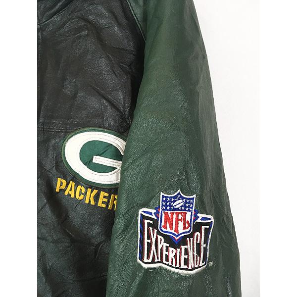 希少✨90s NFL GREEN BAY PACKERS 本革　レザージャケット 古着 90s NFL Green Bay Packers パッカーズ ハイネック 本革