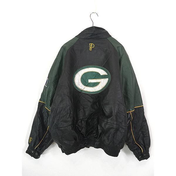 古着 90s NFL Green Bay Packers パッカーズ ハイネック 本革