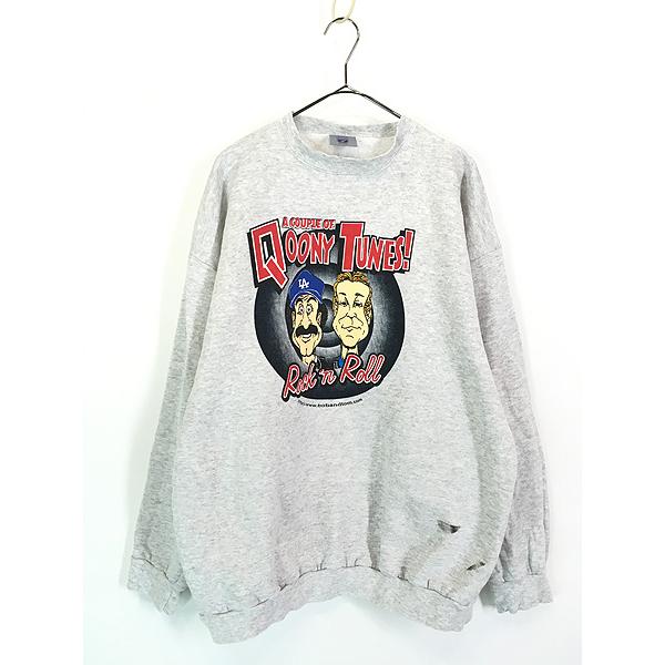 古着 90s USA製 Q95 Rock'n Roll 「Qoony Tunes」 ロック ラジオ パロディ スウェット トレーナー XL ...