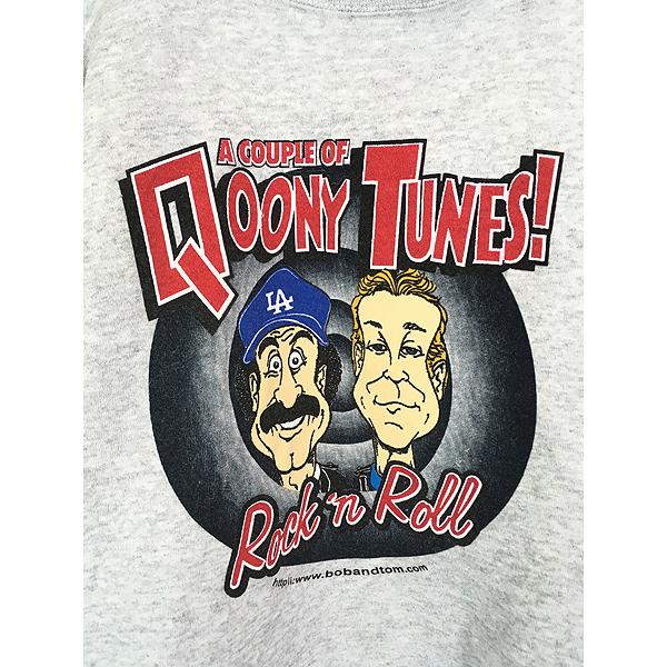 古着 90s USA製 Q95 Rock'n Roll 「Qoony Tunes」 ロック ラジオ パロディ スウェット トレーナー XL ...