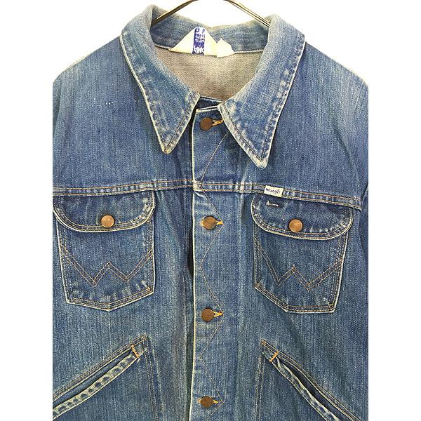 80s USA製 Wrangler 902 デニムジャケット 短丈 古着 古着 70s USA製 Wrangler No Fault Denims ブルー デニム トラッカー