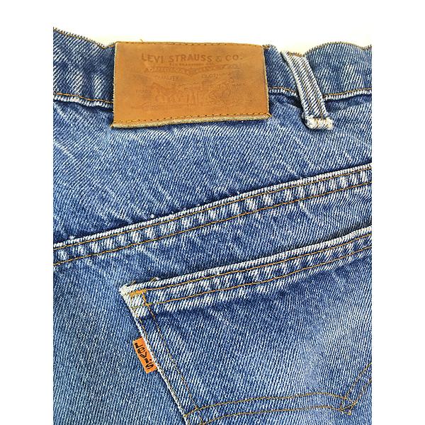 古着 80s Levi's 509-0215 オレンジタブ ヒゲ 濃紺 ブルー デニム