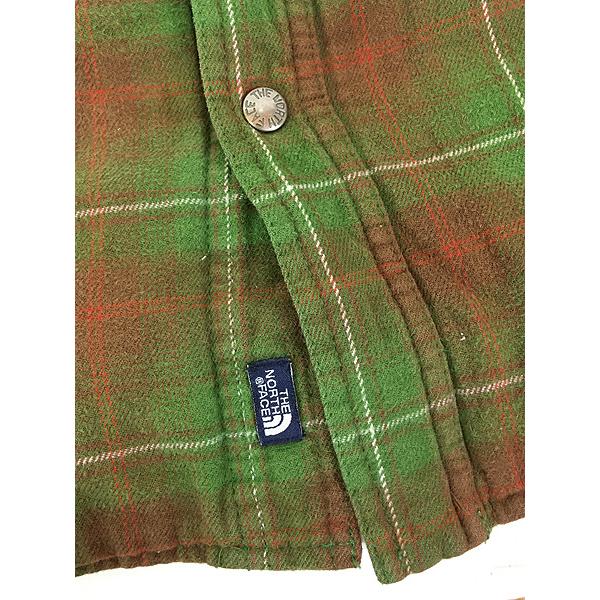 ✨レア色✨オンブレチェック 長袖シャツ シャドー レトロ ブラウン グリーン 古着 TNF The North Face オンブレ シャドー チェック パデット