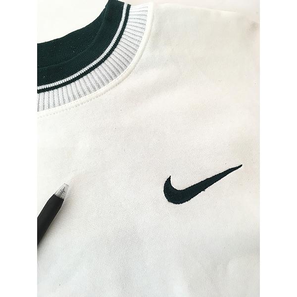 古着 90s NIKE スウォッシュ ワンポイント 刺しゅう リブライン