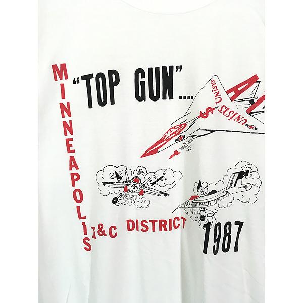 古着 80s USA製 TOP GUN トップガン 戦闘機 オールド Tシャツ XL