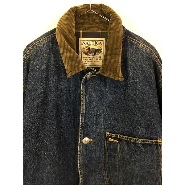 古着 90s Nautica 襟 コーデュロイ 裏地 チェック デニム ワーク 古着 90s Nautica 襟 コーデュロイ 裏地 チェック デニム ワーク