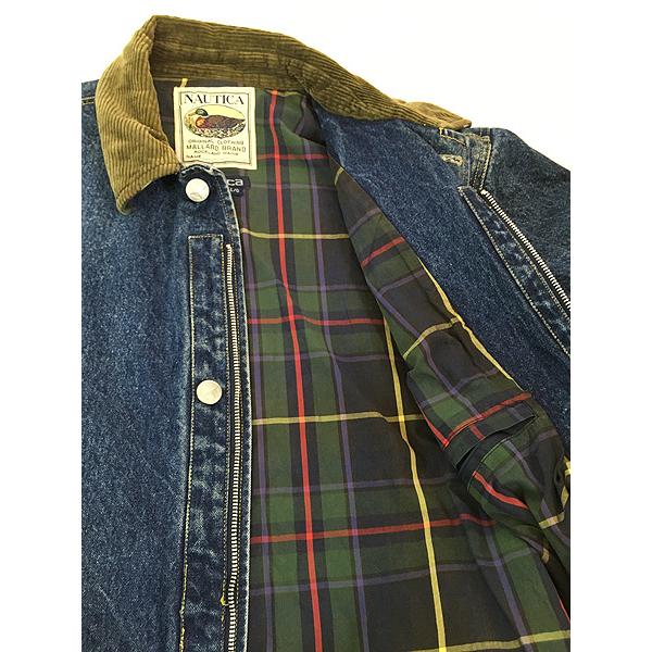古着 90s Nautica 襟 コーデュロイ 裏地 チェック デニム ワーク 古着 90s Nautica 襟 コーデュロイ 裏地 チェック デニム ワーク