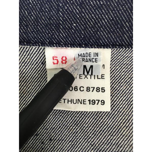古着 70s フランス製 比翼 濃紺 100%コットン 左綾 デニム ワーク