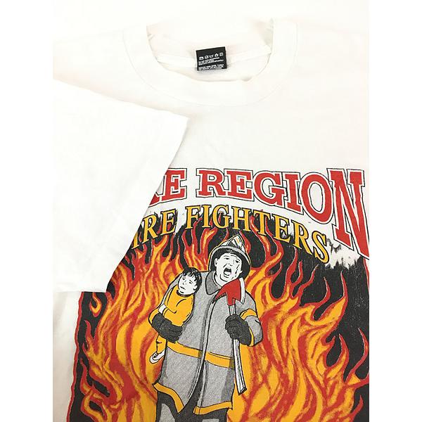 古着 80s USA製 FIRE FIGHTERS 消防士 ファイヤー Tシャツ XXL : 古着