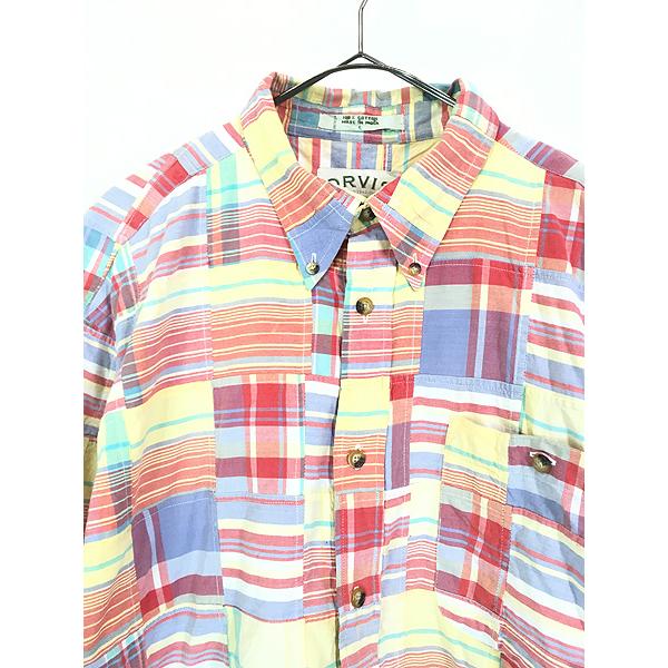 古着 00s ORVIS カラフル チェック パッチワーク インド綿 コットン