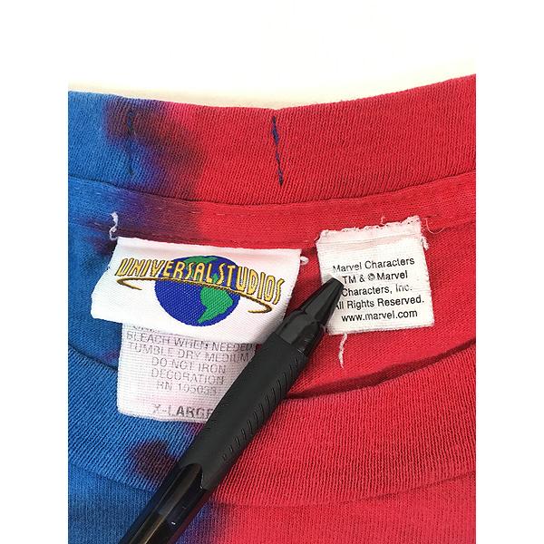90s スパイダーマン　アメコミ　Tシャツ　タイダイ　USA製　赤　small 古着 90s USA製 MARVEL SPIDER MAN スパイダーマン アメコミ