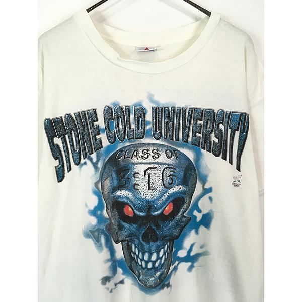 古着 90s USA製 WWF 「Stone Cold University」 Stone Austin スカル