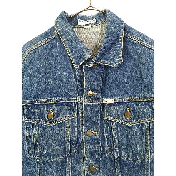 古着 90s USA製 GUESS ブルー デニム トラッカー ジャケット Gジャン