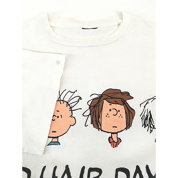 古着 90s Snoopy スヌーピー 「BAD HAIR DAY!」 マルチ キャラクター T 