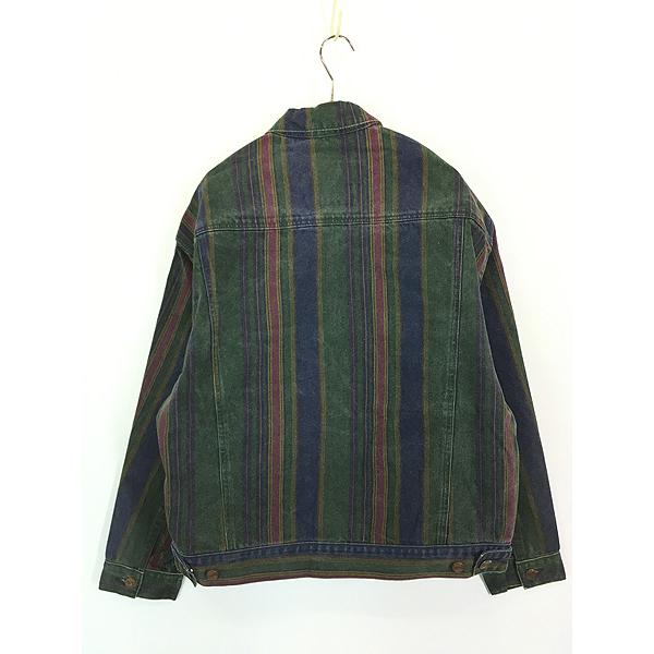 古着 90s STRUCTURE マルチ ストライプ デニム トラッカー ジャケット