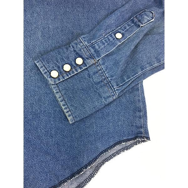 古着 80s USA製 Wrangler 70127MW ブルー デニム ウエスタン シャツ 16