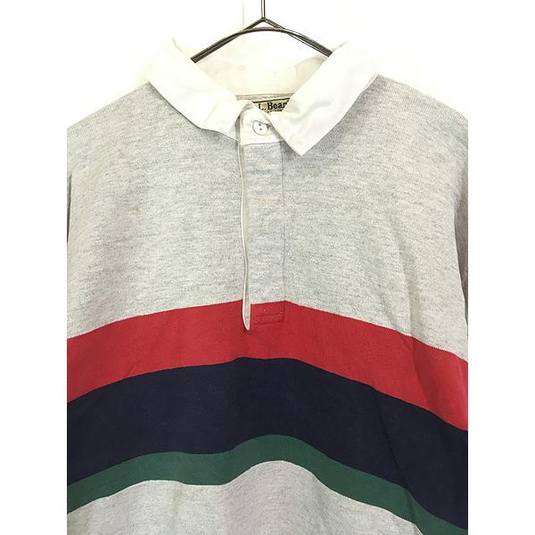 90sUSA製エルエルビーンマルチボーダーラガーシャツLエンジ・アウトドア 80～90s アメリカ製 L.L.Bean エルエルビーン ボーダー ラガー