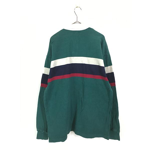 古着 80s USA製 LL Bean マルチ ボーダー コットン ラガー ラグビー