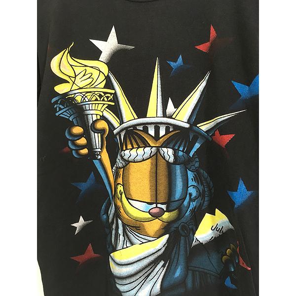 古着 90s USA製 Garfield ガーフィールド 自由の女神 両面 Tシャツ L位