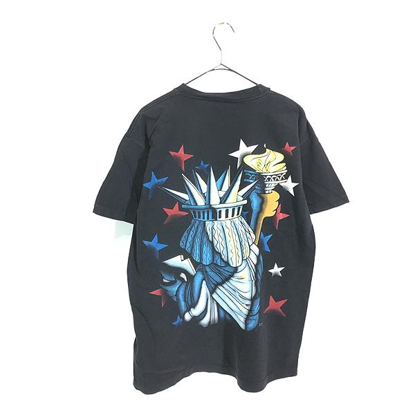 古着 90s USA製 Garfield ガーフィールド 自由の女神 両面 Tシャツ L位