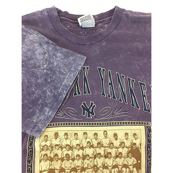 古着 90s USA製 MLB NY Yankees ヤンキース フォト ケミカル ブリーチ