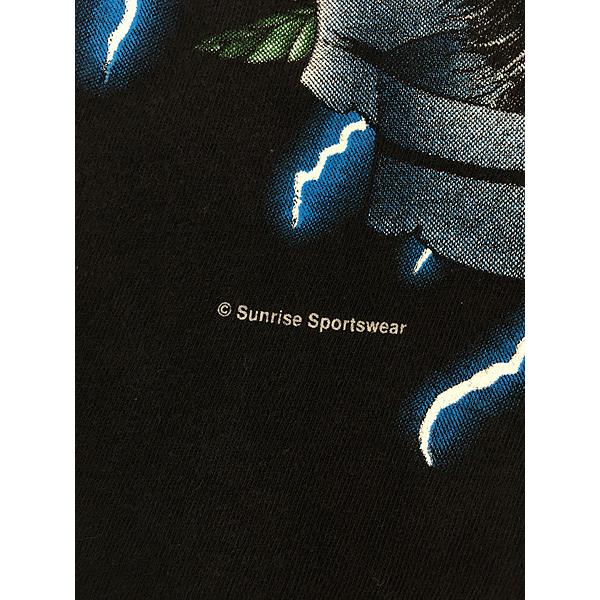 古着 90s AMERICAN THUNDER 豪華 ウルフ ブルー サンダー Tシャツ L