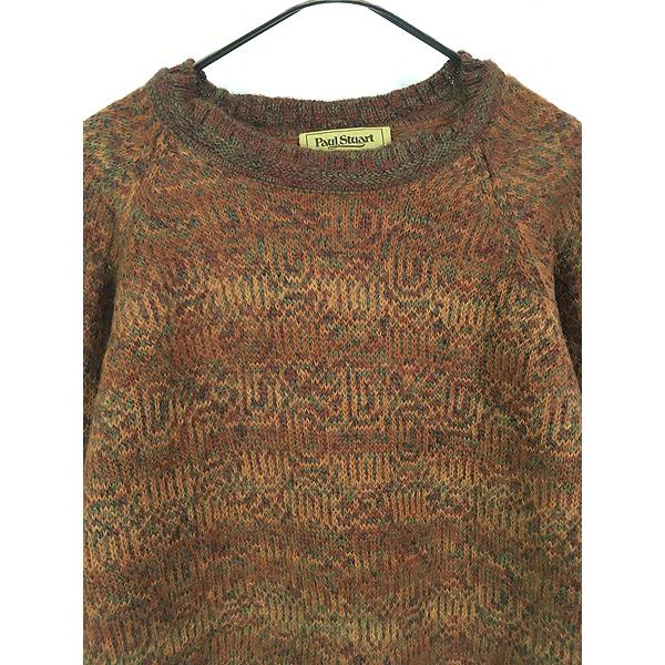 古着 90s ペルー製 Paul Stuart 渦巻 総柄 100% アルパカ ニット
