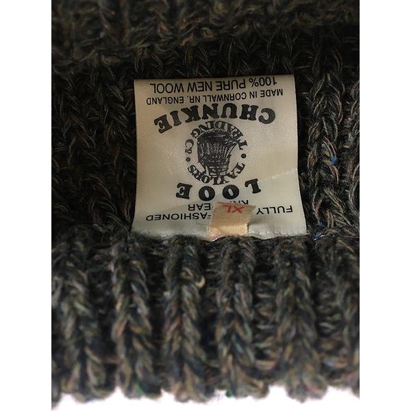 古着 80s 英国製 Looe Chunkie 畦編み ローゲージ ヘビー ウール