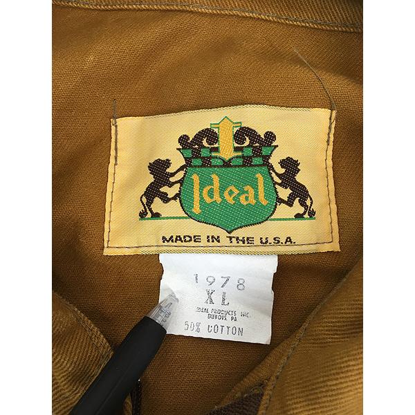 古着 70s USA製 Ideal Uポケット ブラウン コットン キャンバス