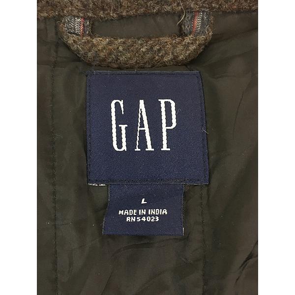 古着 00s GAP フランネル ヘリンボーン ウール パデッド スポーツ