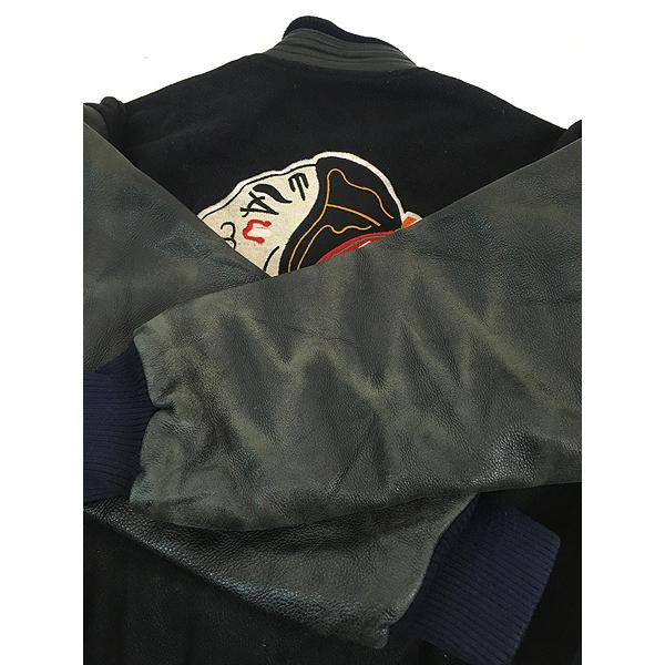 古着 90s Mississauga Braves ホッケー 刺しゅう 本革 レザー