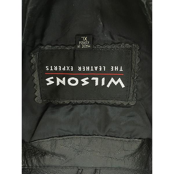 古着 90s Wilsons 万国旗 フラッグ パッチ 本革 オール レザー 襟付き