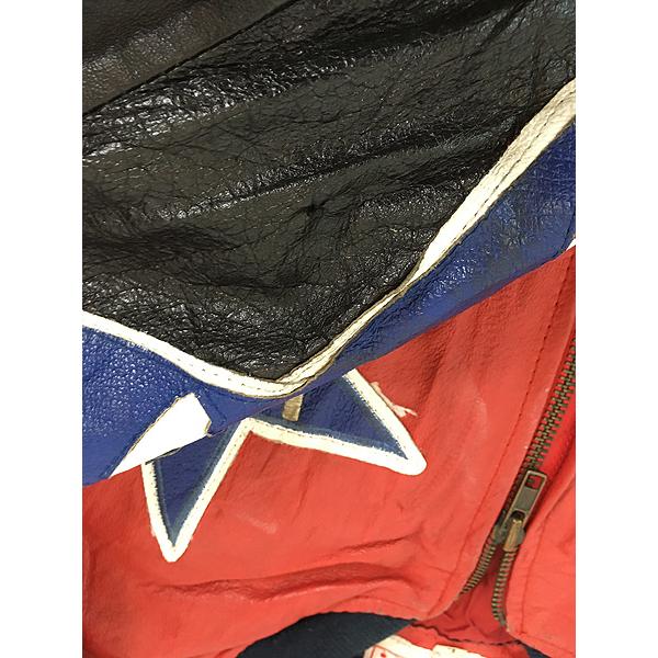 古着 90s Michael Hoban USA 星条旗 イーグル 本革 オール レザー