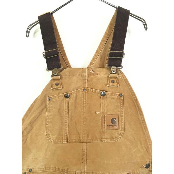 古着 80s USA製 Carhartt 「100周年記念」 防寒 パデット ブラウン ダック Wニー ワーク オーバーオール W38 L29 古着 Carhartt 防寒 パデット ブラウン ダック Wニー ワーク