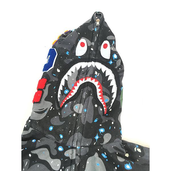 古着 90s A BATHING APE 初期 Space Camo スペース カモ 迷彩 アイパッチ フルジップ スウェット ジャージ シャーク パーカー XL位 古着 90s A BATHING APE 初期 Space Camo スペース カモ 迷彩 アイ