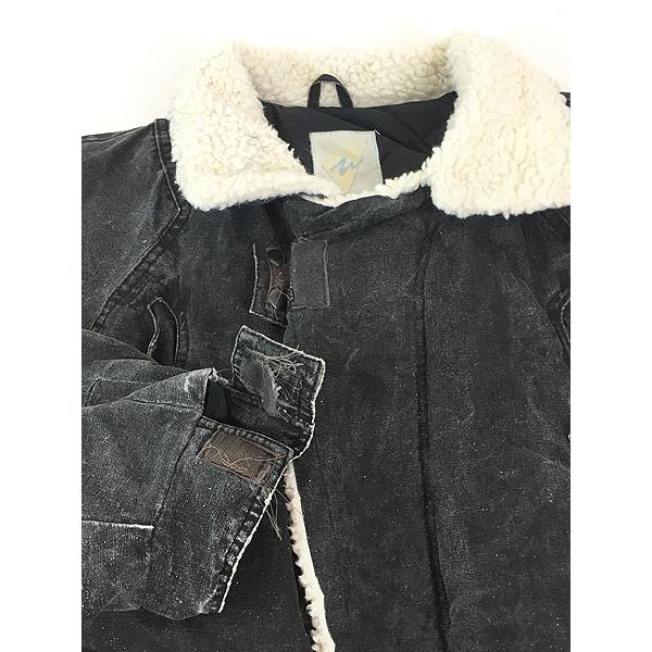 古着 90s BLUE ZONE ブラック コットンキャンバス ボア ダウン