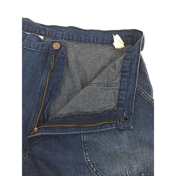 古着 80s USA製 SASSON 丸パチポケ ブルー デニム カーゴ パンツ