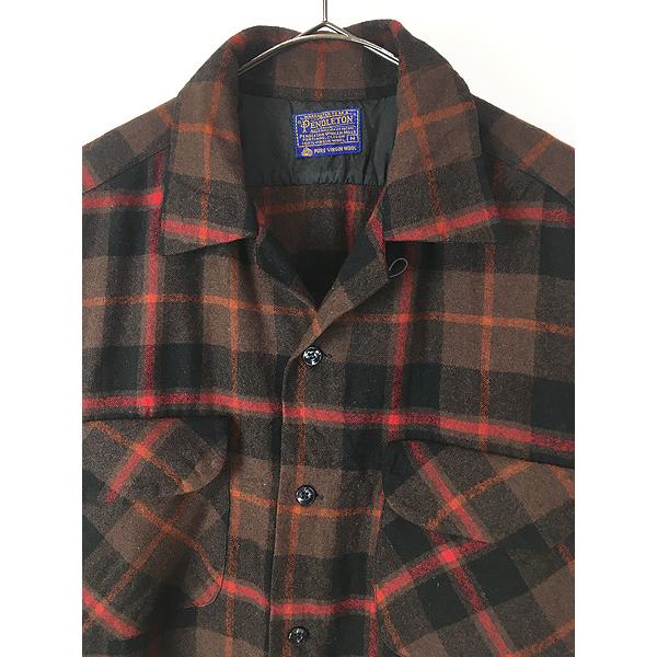 古着 60s Pendleton 好配色 チェック 開襟 ボックス ウール ボード
