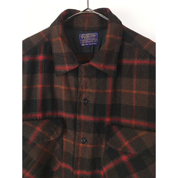古着 60s Pendleton 好配色 チェック 開襟 ボックス ウール ボード