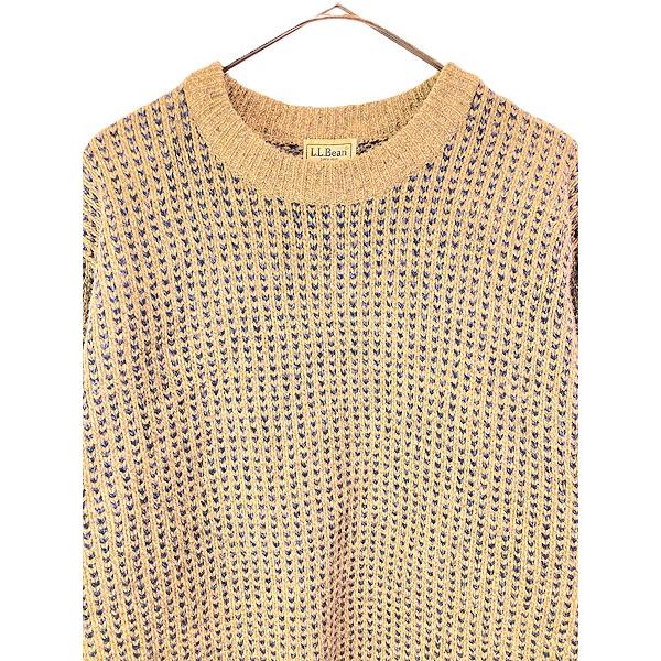 古着 90s LL Bean バーズアイ ヘビー ウール ニット セーター M-R