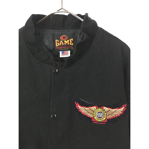 古着 90s USA製 HARLEY DAVIDSON 本革 レザー メルトン ウール