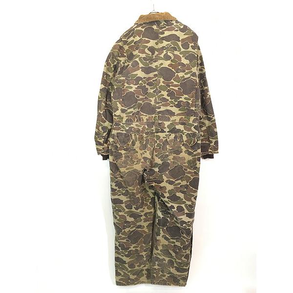 80s USA製 Wallsワークジャケットつなぎ 茶迷彩柄 XLオーバーオール 古着 80s USA製 Carhartt フロッグスキン ダック ハンター カモ