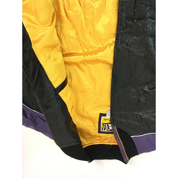 古着 90s NFL Minnesota Vikings バイキングス 本革 オールレザー