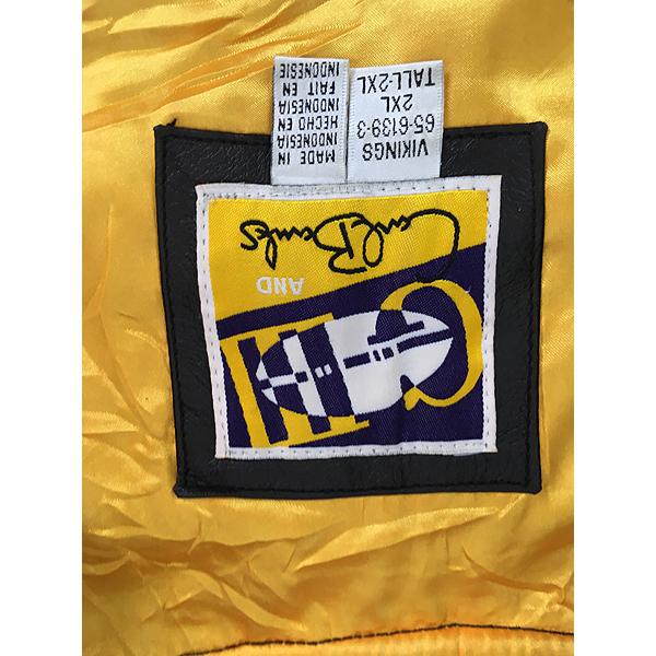 古着 90s NFL Minnesota Vikings バイキングス 本革 オールレザー