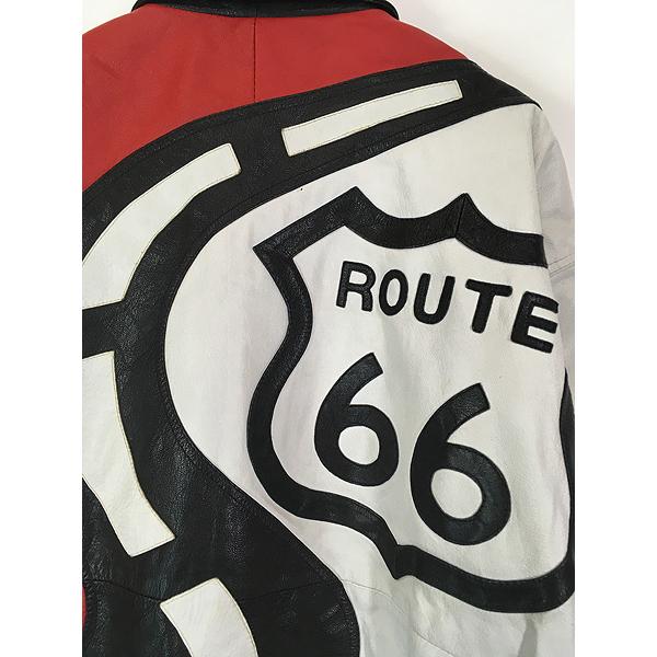 古着 90s ROUTE 66 パッチワーク 本革 オール レザー 襟付き スタジャン ジャケット XL 古着 古着 90s ROUTE 66 パッチワーク 本革 オール レザー 襟付き