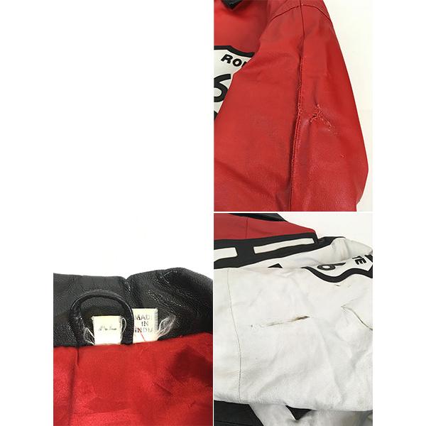 3点¥10,000 ビンテージ 古着 卸 レトロ パッチワークジャケット 古着 90s ROUTE 66 パッチワーク 本革 オール レザー 襟付き