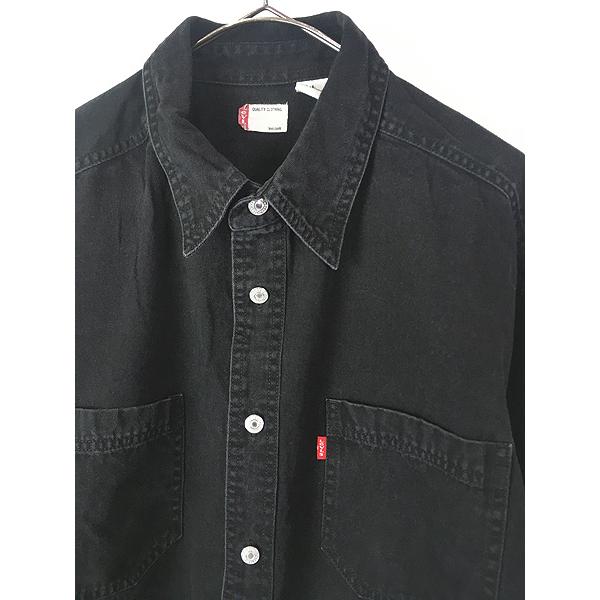 古着 90s Levi's Red Tab 100% コットン ブラック デニム シャツ L(3