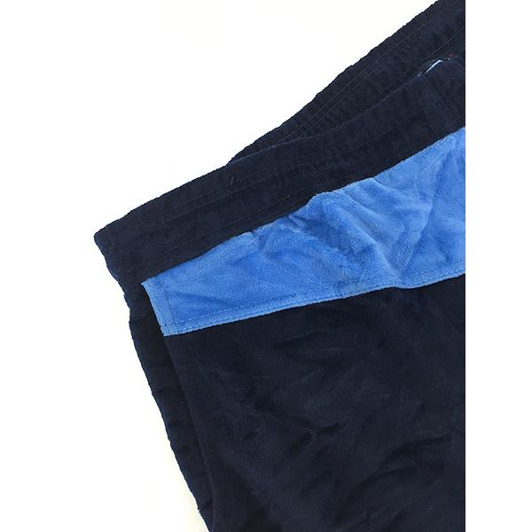 古着 00s JAFARI 紺×水色 バイカラー 光沢 ベロア ジャージ トップ