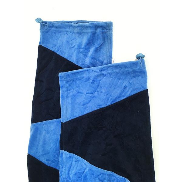 古着 00s JAFARI 紺×水色 バイカラー 光沢 ベロア ジャージ トップ