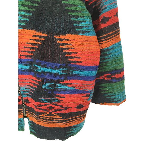 古着 80s USA製 WoolRich ネイティブ チマヨ 総柄 フルジップ ウール